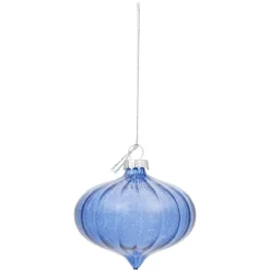 Boule de Noël en verre bleu Ø10 cm-Gifi Discount