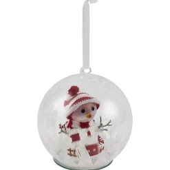 Boule de Noël en verre Bonhomme de neige lumineux-Gifi Outlet