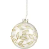 Boule de Noël en verre décor feuille doré pailleté Ø8cm-Gifi Online