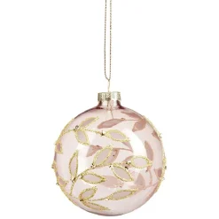 Boule de Noël en verre décor feuille doré pailleté Ø8cm-Gifi Online