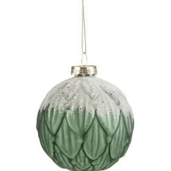 Boule de Noël en verre décor feuillage vert et givre Ø8cm-Gifi Sale
