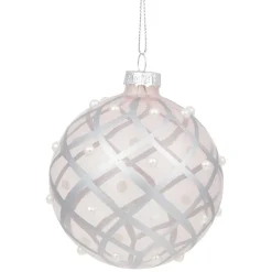 Boule de Noël en verre dessin argenté Ø8-Gifi Discount