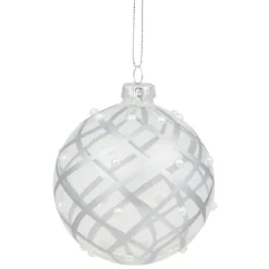 Boule de Noël en verre dessin argenté Ø8-Gifi Discount
