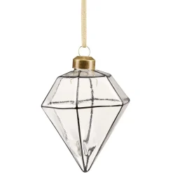 Boule de Noël en verre design origami transparent et noir Ø8cm-Gifi Outlet