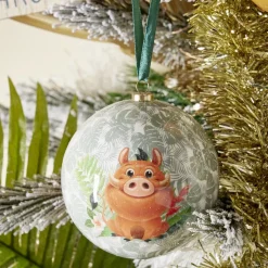Boule de Noël en verre Disney Le Roi Lion verte et blanche Ø9,5cm-Gifi Sale