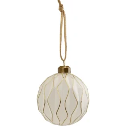 Boule de Noël en verre dorée et blanc Ø8cm-Gifi Best