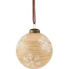 Boule de Noël en verre effet bois motif flocon de neige-Gifi Outlet