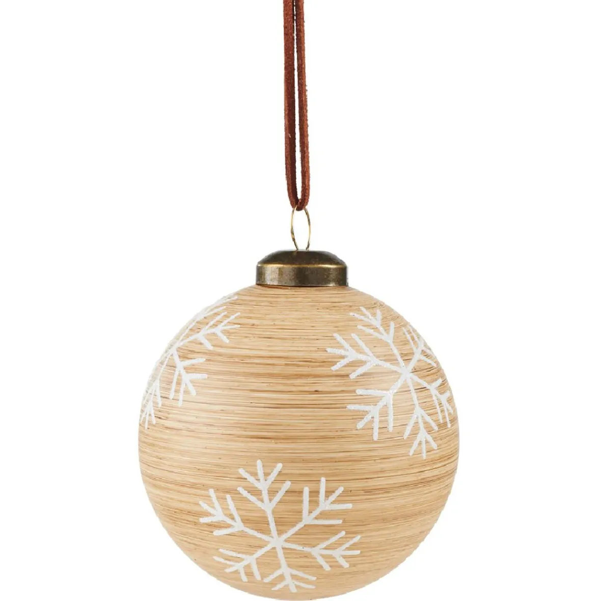 Boule de Noël en verre effet bois motif flocon de neige-Gifi Outlet