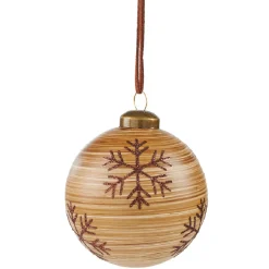 Boule de Noël en verre effet bois motif flocon de neige-Gifi Outlet