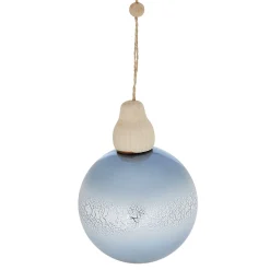 Boule de Noël en verre effet givre bleu et blanc-Gifi New