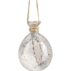 Boule de Noël en verre effet givré intérieur décor neige baies H10 cm-Gifi New