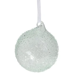 Boule de Noël en verre effet perlé bleu transparent Ø8cm-Gifi Best