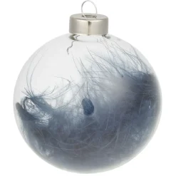 Boule de Noël en verre garnie d'une plume-Gifi Online