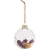 Boule de Noël en verre intérieur fleurs séchées jaune et rouge Ø8cm-Gifi Online