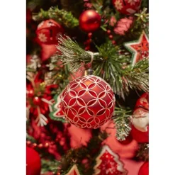 Boule de Noël en verre motif fleur arabesque-Gifi Discount
