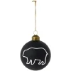 Boule de Noël en verre noir mat ours ou cerf Ø8cm-Gifi Discount