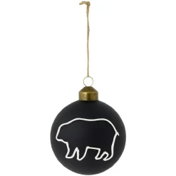 Boule de Noël en verre noir mat ours ou cerf Ø8cm-Gifi Discount