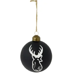 Boule de Noël en verre noir mat ours ou cerf Ø8cm-Gifi Discount