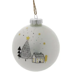 Boule de Noël en verre paysage blanc et noir Ø8cm-Gifi Sale