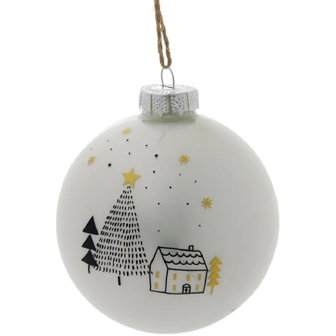 Boule de Noël en verre paysage blanc et noir Ø8cm-Gifi Sale