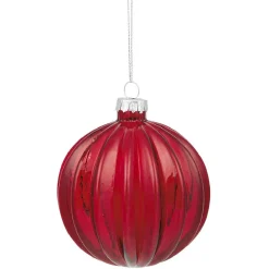 Boule de Noël en verre rouge à suspendre-Gifi