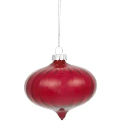 Boule de Noël en verre rouge à suspendre-Gifi
