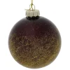 Boule de Noël en verre rouge foncé finition doré Ø8cm-Gifi Outlet