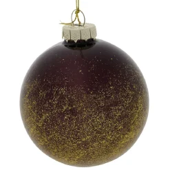 Boule de Noël en verre rouge foncé finition doré Ø8cm-Gifi Outlet