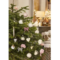 Boule de Noël en verre transparent et dentelle blanche-Gifi Discount