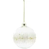 Boule de Noël en verre transparent perle et ligne dorée et blanche-Gifi Sale