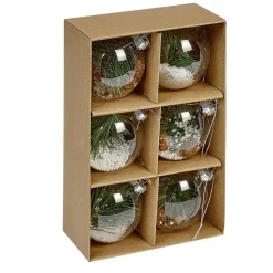 Boule de Noël en verre transparent x6-Gifi Outlet