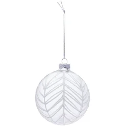 Boule de Noël en verre transparent design relief blanc Ø8 cm-Gifi Online