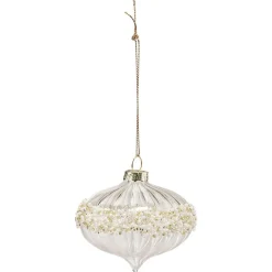 Boule de Noël en verre transparent avec bandeau décor perles-Gifi Hot