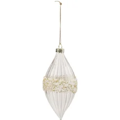 Boule de Noël en verre transparent avec bandeau décor perles-Gifi Hot