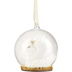 Boule de Noël en verre transparent avec cygne blanc Ø8 cm-Gifi