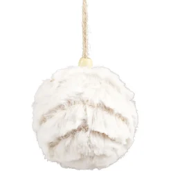 Boule de Noël fausse fourrure blanc et beige Ø8,5cm-Gifi Outlet