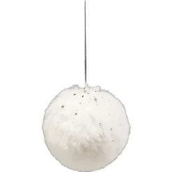 Boule de Noël fausse fourrure blanche pailletée Ø8 cm-Gifi Online