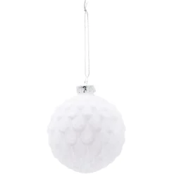 Boule de Noël finition floqué en verre blanc Ø8 cm-Gifi Outlet