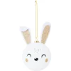 Boule de Noël forme tête lapin blanc et doré Ø8xH13cm-Gifi Discount
