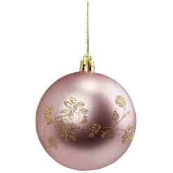 Boule de Noël imprimé fleur pailleté doré Ø8cm-Gifi Clearance