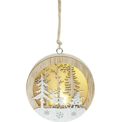 Boule de Noël lumineuse en bois design paysage-Gifi Sale