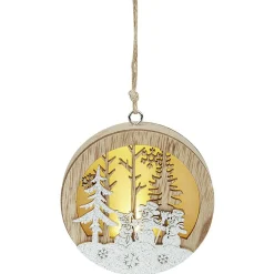 Boule de Noël lumineuse en bois design paysage-Gifi Sale