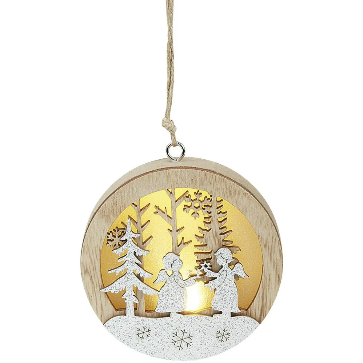 Boule de Noël lumineuse en bois design paysage-Gifi Sale