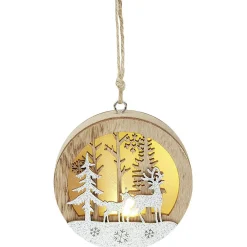 Boule de Noël lumineuse en bois design paysage-Gifi Sale