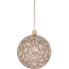 Boule de Noël motif branche sapin et flocon beige Ø12cm-Gifi Discount