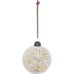Boule de Noël motif ethnique blanc et doré-Gifi Online