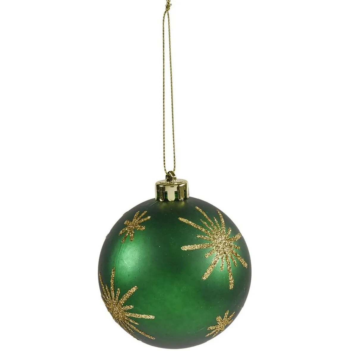 Boule de Noël motif flocon vert pailleté doré Ø8cm-Gifi Outlet