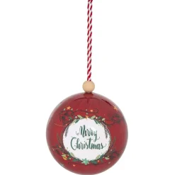 Boule de Noël motif Merry Christmas rouge Ø12cm-Gifi Online