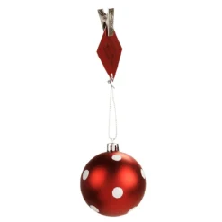 Boule de Noël motif pois rouge blanc-Gifi Discount