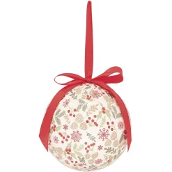 Boule de Noël motif traditionnel houx flocon de neige rouge et blanc-Gifi Outlet